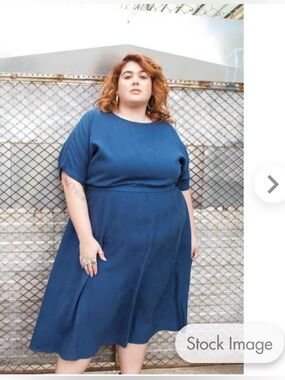 Curator SF Etta Dress effortless  Blue Midi w/ Pockets 2XL